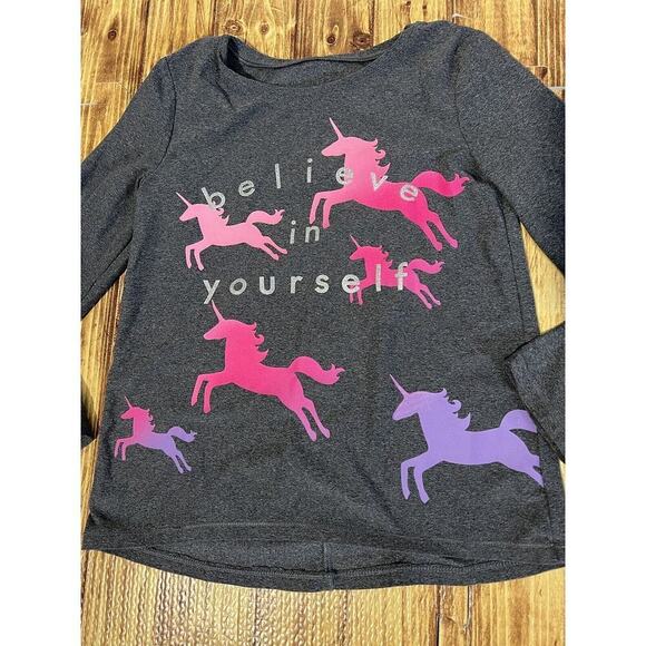 Jumping Beans Believe in Yourself Girls Active Shirt Unicorns - Picture 3 of 5